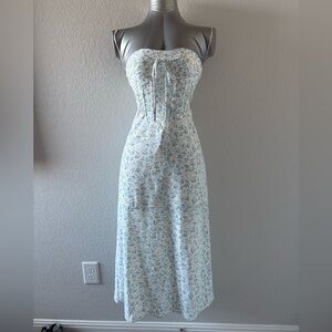 Papermoon Strapless corset Dress in Light Blue and White